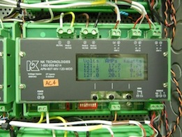 The LCD display shows the data points sent to a controller via network communication The LEDs show proper network activity