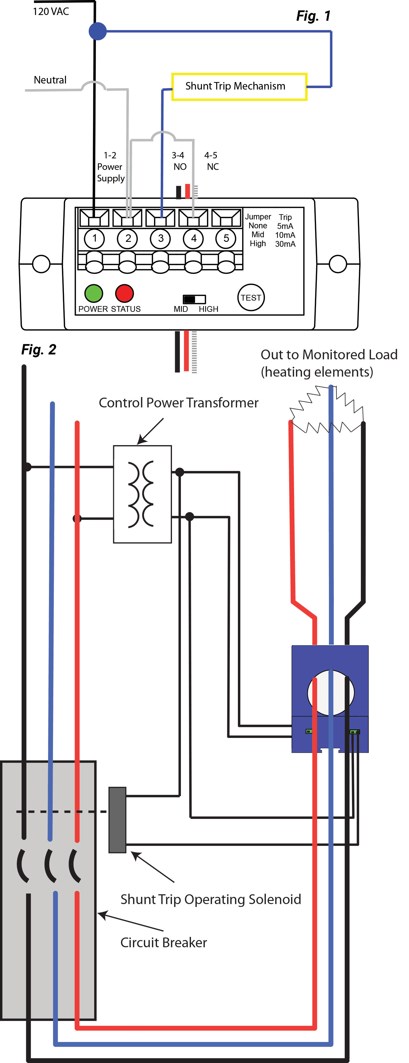 how does a shunt trip relay work